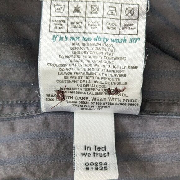 Ted Baker Shirt Men's Size 4 Dark Gray Button-up Kohl Stripes Long Sleeve Large - Picture 9 of 12